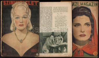 1938-1942 Színházi Magazin és Színházi Élet, 3 száma, vegyes minőségben, az egyik borító nélkül