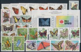 Butterfly 25 stamps and 1 block, Lepke motívum 25 klf bélyeg és 1 blokk