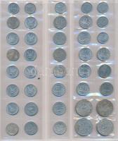 119db-os vegyes magyar és külföldi fémpénz tétel berakóban, közte Magyarország, Románia, Csehszlovák...