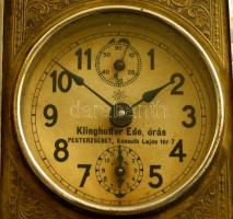 cca 1900 Utazóóra Klinghoffer Ede pesterzsébeti órás műhelyéből. Ébresztős, másodpercmutatós. Működő...