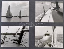 cca 1960 Balaton, vitorlás verseny, 82 db fénykép, albumba ragasztva, képméret: 9x14 cm album mérete: 26x35 cm