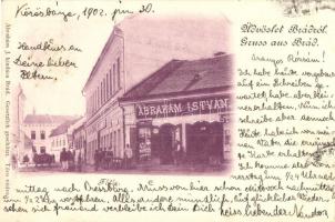 Brád, utcakép, Ábrahám István üzlete és saját kiadása / street view with shop