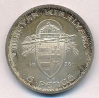 1938. 5P Ag "Szent István" T:1-,2  patina 
Adamo P8.1