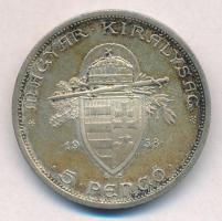 1938. 5P Ag "Szent István" T:1-,2  patina 
Adamo P8.1