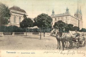 Temesvár, Timisoara; Józsefvárosi zárda, lovasszekér / nunnery, horse cart