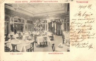 Temesvár, Timisoara; Hungária nagyszálloda, Téli kert, belső / hotel interior, winter garden (ázott / wet damage)