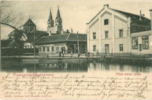 Temesvár, Timisoara; Gyárváros, Páva utca sarka, Első Műmalom Társaság, Králicsek Béla üzlete és saját kiadása / Erste Kunstmühl Gesellschaft / street corner, shop, mill (Rb)