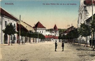 Késmárk, Kezmarok; Vár utca, Thököly féle vár, katolikus templom. Feitzinger Ede No. 524. / street view with castle and church (EK)