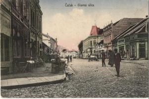 Cacak, Glavna ulica / main street, restaurant terrace, shops + K.u.K. Kreisfeldgendameriekommando Cacak (EK)