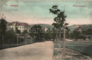 Budapest II. Marczibányi tér, háttérben a lövőház (Rb)