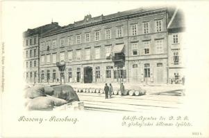 Pozsony, Pressburg, Bratislava; Dunai Gőzhajózási állomás épülete, Debreceni István Gőzmalom Társulat Főügynöksége / Schiffs-Agentur der DDG / Agency of the Donau Steamship Company