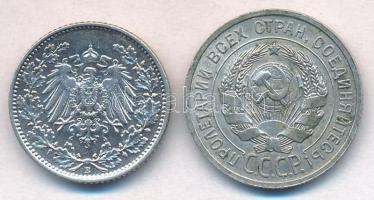 Vegyes: Német Birodalom 1915E 1/2M Ag + Szovjetunió 1925. 20k Ag T:2
Mixed: German Empire 1915E 1/2...