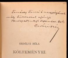 Erdélyi Béla költeményei. Bp., 1896, Pfeifer Ferdinánd kiadása. Kiadó festett, aranyozott egészvászo...