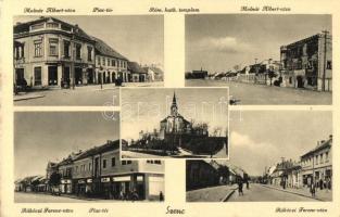 Szenc, Szempcz, Senec; Molnár Albert utca, Piac tér, Római katolikus templom, Rákóczi Ferenc utca / streets, market square, church (Rb)