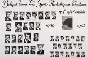 1961-1969 Vegyes tablófotó tétel, 6db: Bolyai János Textiltechnikum, 24x30 cm