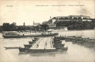 Újvidék, Novi Sad; Péterváradi erőd, hajóhíd, Tegetthoff gőzüzemű oldalkerekes személyhajó / fortress, pontoon bridge, steamship