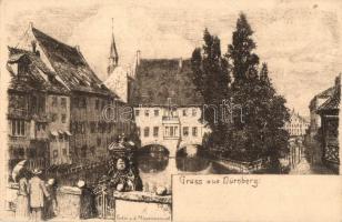 16 db RÉGI német városképes lap Nürnbergről és Münchenről. rézkarcok / 16 pre-1945 German town-view ...