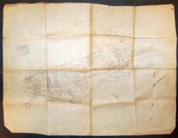 cca 1900 Medina község belsőségének térképe vásznon 50x38cm