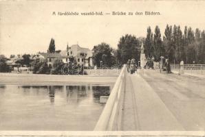 Pöstyén, Piestany; A fürdőkhöz vezető híd. Lampl Gyula kiadása (képeslapfüzetből) / Brücke zu den Bädern / bridge to the spa (from postcard booklet) (EK)