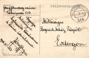 1916 József főherceg, vezérezredes saját kézzel írott képeslapja Bogisich Mihály püspöknek