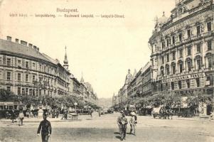 Budapest XIII. Lipót körút, Hungária Pensio szálloda, Krayer E. és Társa festékgyára, villamosok (EK)