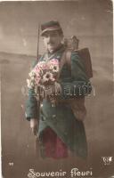 4 db RÉGI francia katonai romantikus képeslap sorozatból / 4 pre-1945 French romantic military postc...