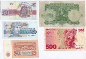 Vegyes: Bulgária 1929. 200L + 1974. 5L + 1991. 20L + 1992. 50L + Izrael 1982. 500Sh T:I--III- ly.
M...