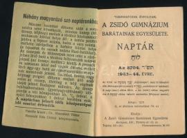 1943-1944 A Zsidó Gimnázium Barátainak Egyesülete zsebnaptára