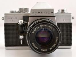 Pentacon Praktica MTL 3 fényképezőgép, Pentacon auto 1,8/50 objektívvel, eredeti tokjában, kissé viseltes állapotban