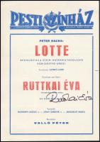 Ruttkai Éva (1927-1986) színésznő aláírása a Pesti Színház szórólapján