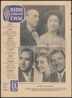 Neves színészek aláírása szórólapon, újságkivágáson (Mádi Szabó Gábor, Lukács Margit, Major Tamás)