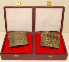 Lengyelország 1974. "Sí VB-Zakopane" 2db nagyalakú Br kisplasztika, eredeti díszdobozban T:1