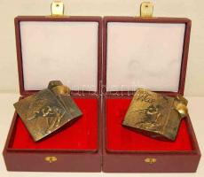 Lengyelország 1974. "Sí VB-Zakopane" 2db nagyalakú Br kisplasztika, eredeti díszdobozban T...