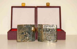 Lengyelország 1974. "Sí VB-Zakopane" 2db nagyalakú Br kisplasztika, eredeti díszdobozban T...