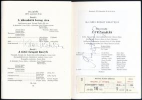 Neves zenészek, zeneszerzők aláírása a Magyar Állami Operaház műsorfüzeteiben (Farkas Ferenc, Róna V...