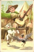 6 db RÉGI Márton L. cserkész motívumlap, vegyes minőség / 6 pre-1945 Hungarian scout art postcards s...