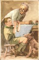 6 db RÉGI Márton L. cserkész motívumlap, vegyes minőség / 6 pre-1945 Hungarian scout art postcards s...