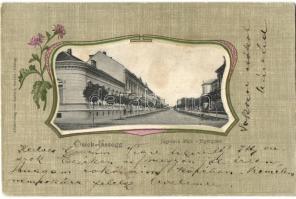 Eszék, Osijek, Esseg; Jägerova ulica / Vadász utca. Ludwig Székler kiadása / street view. Art Nouveau litho (EK)