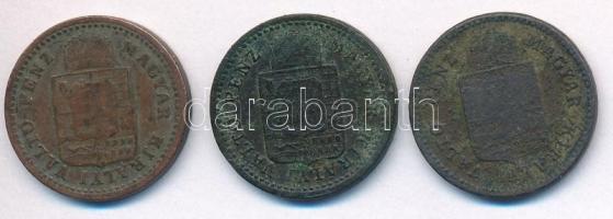 1878KB 1kr Cu + 1891Kb 1kr Cu "Fiume címer" (2x) T:2-,3 patina