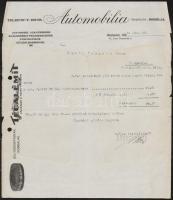 1927 Automobilia díszes fejléces számla,  29,5x23 cm