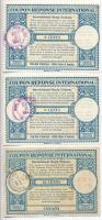 Amerikai Egyesült Államok 1947. 9c Nemzetközi Válaszdíjszelvény pecséttel, vízjeles papíron (2x) + Kanada ~1940-1950. 12c Nemzetközi Válaszdíjszelvény pecséttel, vízjeles papíron T:I-,II