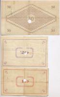 Pápa 1919. május 8. "Pápai csekk" 10K + 20K + 50K mind lyukasztással érvénytelenítve és ov...