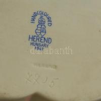 Herendi porcelán mini tálka, cipő, fogpiszkálótartó, kézzel festett, jelzett, kopásnyomokkal