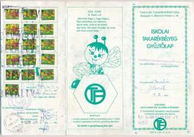 1989. Iskolai Takarékbélyeg Gyűjtőlap 704Ft-nyi bélyeggel, beváltva