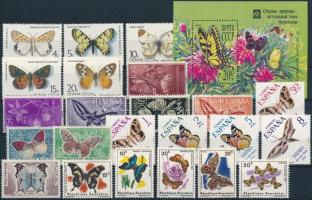 Butterfly 23 stamps and 1 block, Lepke motívum 23 klf bélyeg és 1 blokk
