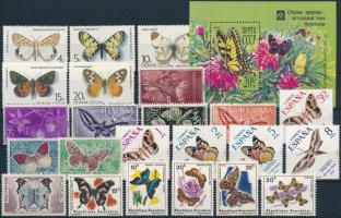 Lepke motívum 23 klf bélyeg és 1 blokk, Butterfly 23 stamps and 1 block