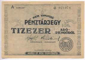 1946. 10.000AP nem kamatozó Pénztárjegy, Másra Át Nem Ruházható T:III szakadás
