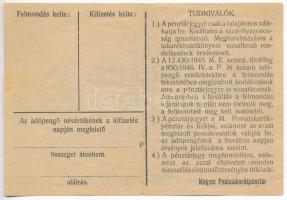 1946. 10.000AP nem kamatozó Pénztárjegy, "Másra Át Nem Ruházható" T:III szakadás