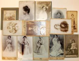 cca 1870-1890 12 db nőket ábrázoló keményhátú fotó