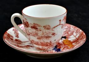 Victoria mokkás készlet, részben kézzel festett, jelzett, hibátlan